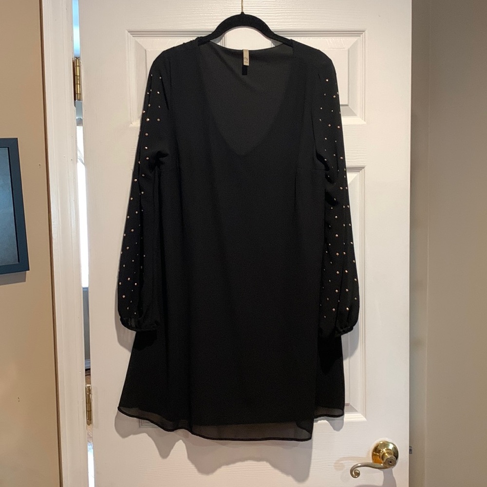 Black dress with Gold studded sheer sleeves